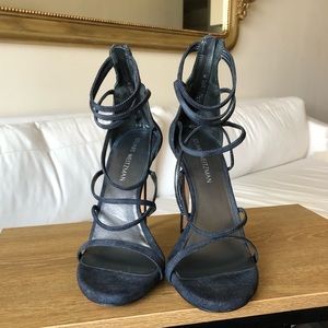 Sz 10.5 Stuart Weitzman Stiletto Denim Sandal New